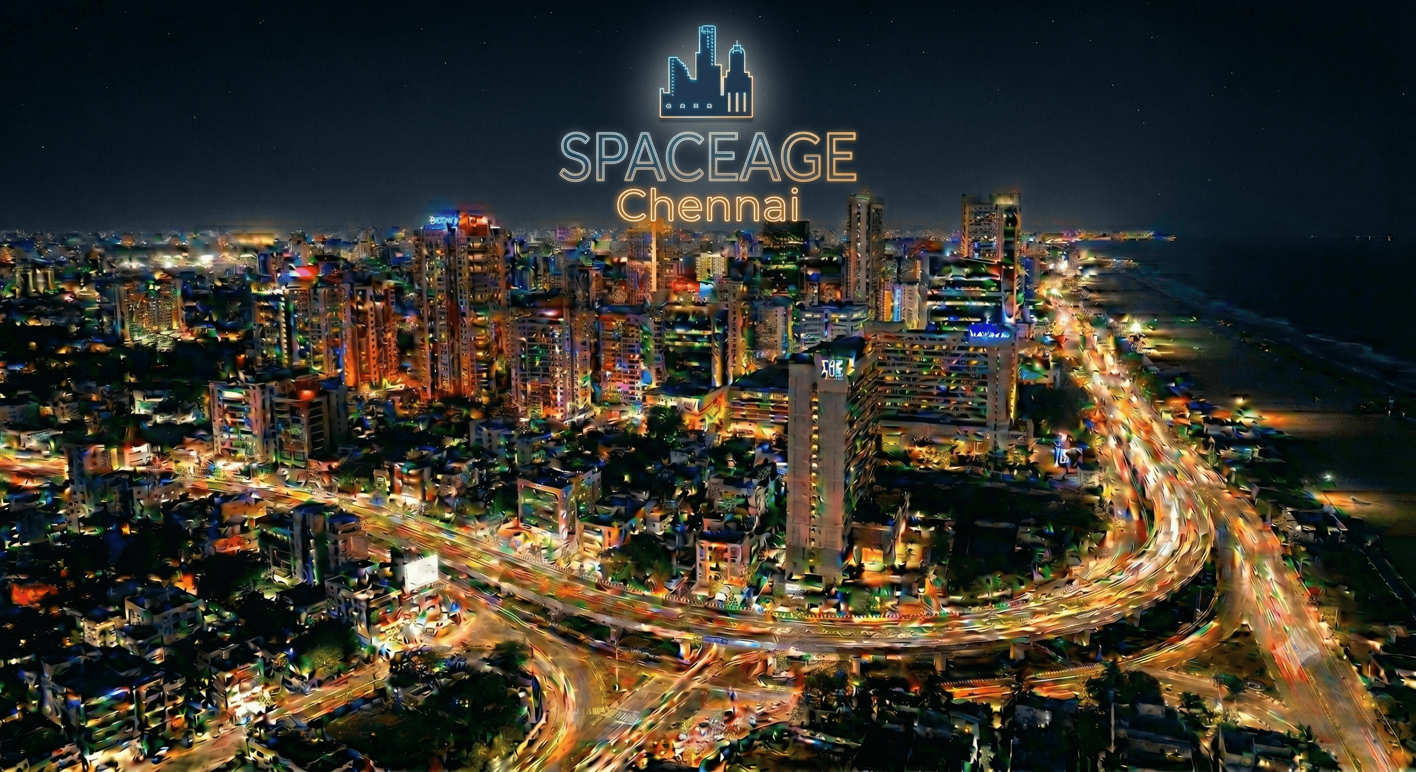 Chennai City Skyline and High Rise Buildings at Night